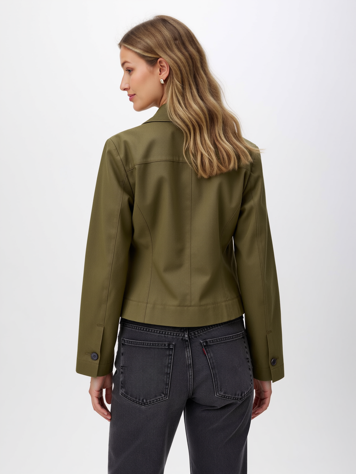 Andrée Tweed Blazer – Herringbone Texture With Velvet Trim